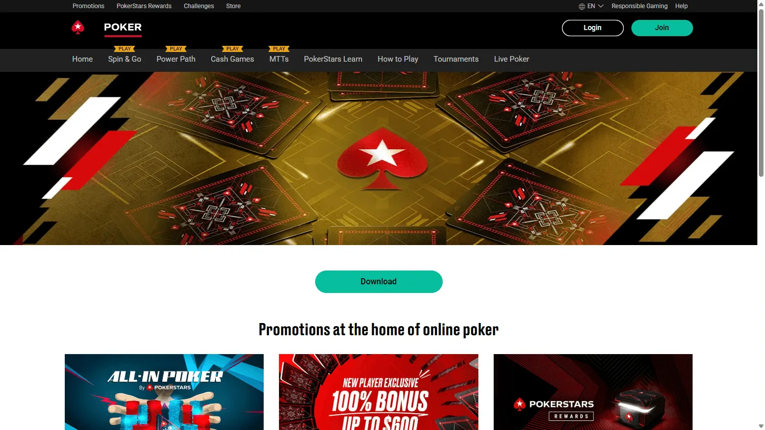 PokerStars Casino promotions area on desktop