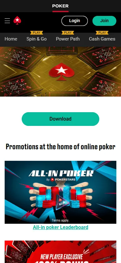 PokerStars Casino promotions area on mobile